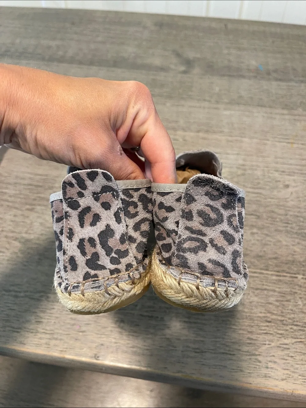 Free People Womens Canyon Slip On Size 7 Gray‎ Suede Leopard Espadrille Flat